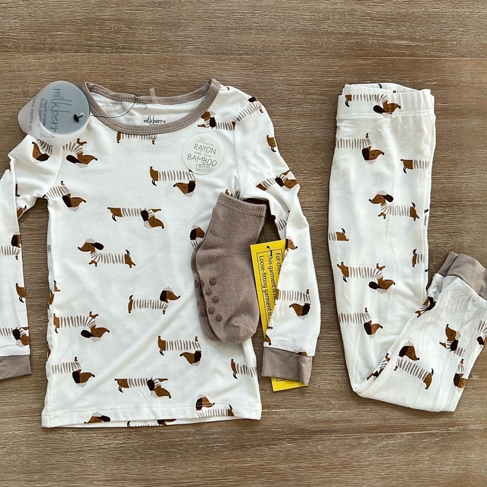 Milkberry Toddler Boy Girl Bamboo Pajamas 3T Frenchie Dog